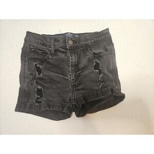Hollister Juniors Size 3/26W Black High Rise Shorts Distressed